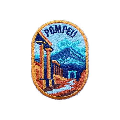 LEMEPINZ Pompeii Italy 3 Inches Embroidery Patch, Iron On/Sew On Travel Embroidered Applique Patch, Travel Patches, Fabric Patches for Clothes Backpacks Hats, DIY Accessories Gifts for Travel Lovers