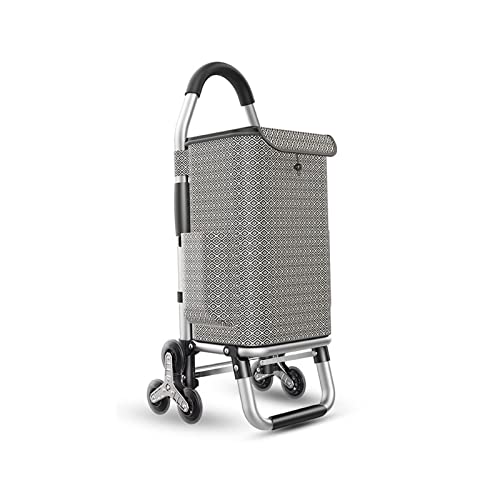 Carrito plegable de 6 ruedas para subir escaleras, bolsa Oxford de 36 L, carrito de compras de aluminio ligero (patrón de cuadros), fácil movilidad para comestibles y uso diario