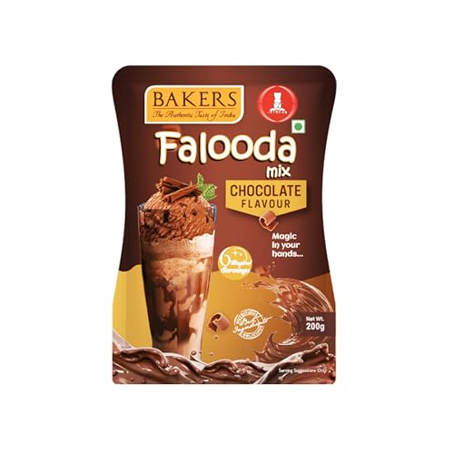 BAKERS Chocolate Flavored Falooda | 100% Veg | Rich & Silky Taste | Premium Choco Flavour | Easy-to-Cook Recipe Pack of 3 (200 gm x 3)