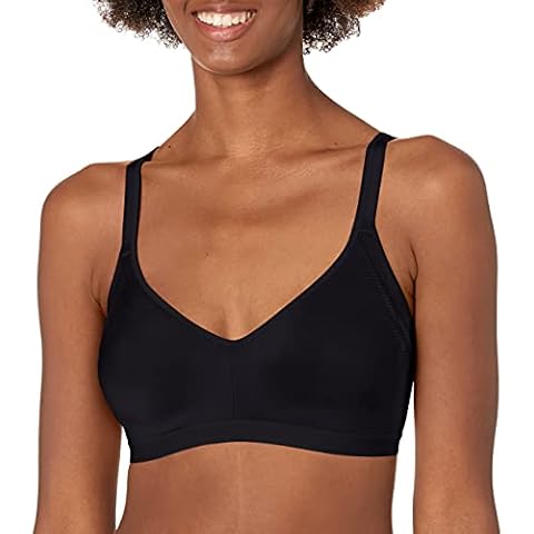 Warner's Blissful Benefits Wireless Lightly Lined Bra with Seamless Stretch, Black, Large Cover
