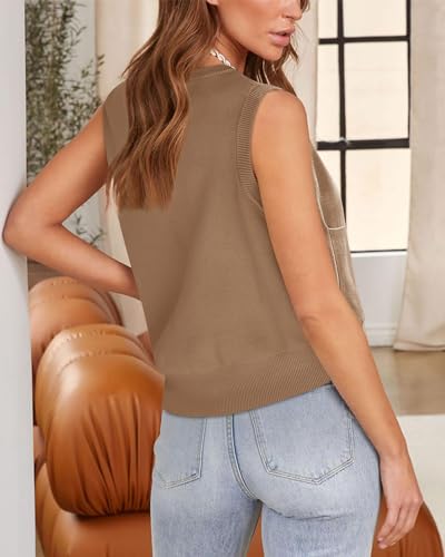 Image of Yousify Womens Sweater Vest Summer Ribbed Tank Tops Sleeveless Button Down Shirts Scoop Neck Top for Women