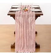 Santaben Dusty Pink Boho Rustic Cheesecloth Gauze Table Runner Valentine's Day 20"×120" Cheese Cl...