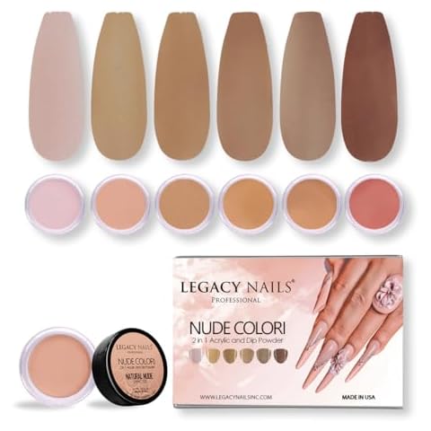Legacy Nails Professional COLLECTION Acrylic Powder Kit 6 Colors Nail Art Set for Manicure DIY for Dip & Acrylic Nail Extensions (NUDE COLORI COLLECTION) Cover