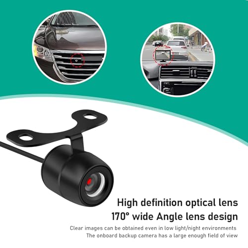 Image of Car Backup Camera, 170 Degree Wide-Angle Night Vision Car Rear Camera, Metal Housing Flush Mount Reverse Camera with Wire Harness, Rear /Side /Front View Camera for Most Cars (Black)