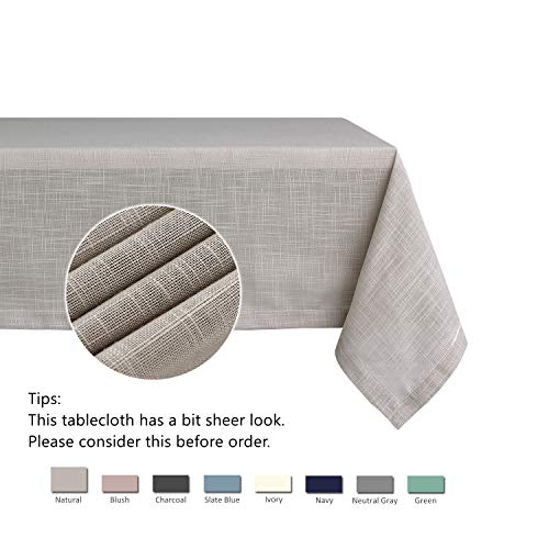 Maxmill Lux Faux Linen Table Cloth With Slubby Texture Wrinkle Resistant Anti-Shrink Soft Tablecloth For Kitchen Dining Tabletop For Buffet Banquet Parties Event Dinner Rectangle 52 X 70 Inch Natural #TOP4