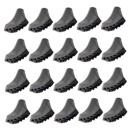 Puntas de bastón de trekking de goma antideslizante para senderismo y montaña, pack de 20 piezas