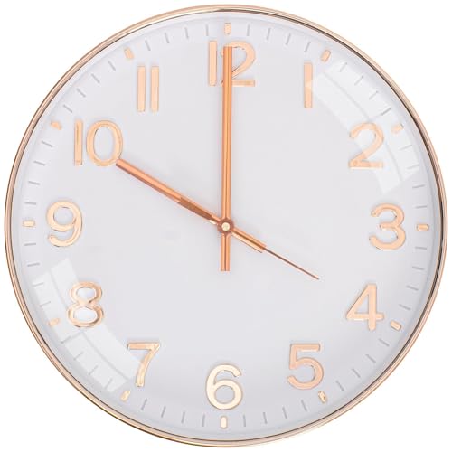 Image of Rylan Plastic Digital Wall Clock 12 inch Silent Quartz Decorative Non-Ticking Classic Clock Battery Operated Round Easy to Read for Room /Home /Kitchen /Bedroom /Office /School (Rose White)'