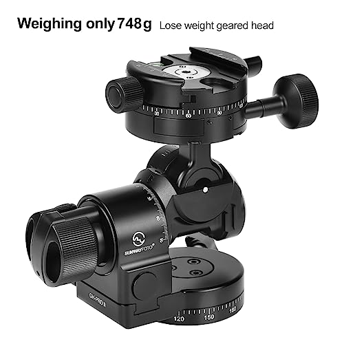 Sunwayfoto GH-PROII+ głowica przekładni, niezależna regulacja 3D, z uzębionym zaciskiem obrotowym GC-01, czarna, do aparatu, montażu statywu