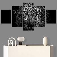 SIGNWIN 5 Panel Canvas Wall Art Modern Art Animals Dramatic Farmhouse/Country Lion Multicolor Photography Tiger for Home Decorations Ready to Hang - 60