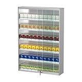 QJSZMEI Cigarette Rack with Lock Sliding Doors, Aluminum Alloy Cigarettes Organizer with Automatic Pusher, Transparent Cigarette Display Case for Retail for Supermarket Stores(Silver, 24.6x6.8x35.4)