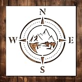 Compass Stencil Template - Reusable Compass Nature Mountain Scouts Boy Girl Scout Stencils for Painting on Wood, Glass, Wall Rock, Walls, Canvas, Glassware, Spray Painting, Airbrushing (12 x 12)