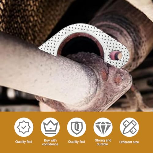 Image of 2 PCS Car Exhaust Pipe Interface Gasket, 2.5 inch Two-Hole High Temperature High Pressure Resistant Sealing Flange Gasket, Connection Accessories, Compatible with Most Vehicle Types (Silver)