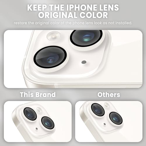Image of ArmourPro Premium Camera Lens Protector Tempered Glass Compatible For iPhone 14 Plus and iPhone 14 Tough HD Individual Aluminum Alloy Rings 9H Camera Cover , Scratch-Resistant,Camera Lens Protection| Silver