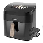 Cecotec Friggitrice ad Aria 8,5L doppio Grill e Affumicatore Cecofry&Grill Smokin' 8500 Plus. 2200 W, Doratura perfetta, Gusto Griglia, Temperatura regolabile 200º máx, 10 Menu, Pizza Maker