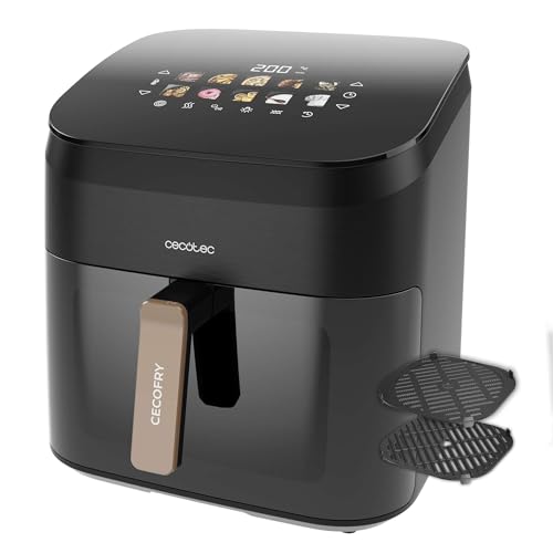 Cecotec Friteuse à Air 8,5L Double Gril et Fumoir Cecofry&Grill Smokin&rsquo; 8500 Plus. 2200W, Dorure Parfaite et Saveur Gril, Température Réglable, 10 Menus, Pizza Maker, Fenêtre de Visualisation