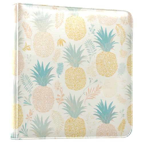 Kigai Pineapples Photo Album Self Adhesive Scrapbook Album Leather Cover DIY Picture Scrap Book with 20 Adhesive Sheets, 11.8x24x0.8 inch