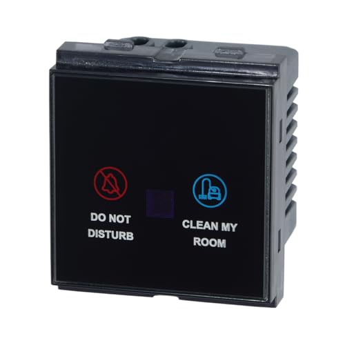 Image of Lauritz Knudsen Electrical & Automation CB98037HK11 - englaze Touch DND /MMR I Unit Black Glass with Up to 12 Years Warranty | for Homes, Apartments, Commercial Space (Offices /Malls), Hotels