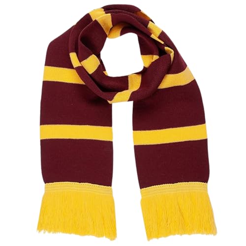 REDSTAR FANCY DRESS Red and Yellow Wizard Scarf for Wizard Costume Kids or Adult Witch Halloween Outfits - Maroon and Gold Striped Scarf Witch Accessories Kids World Book Day Costume Accessories
