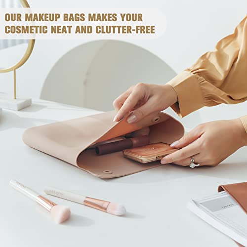 Feryes Silicone Makeup Bag, Premium Travel Toiletry Bag For Women, Easy Carry Cosmetic Bag For Makeup, Beauty Tools, And Brushes - Khaki #TOP2