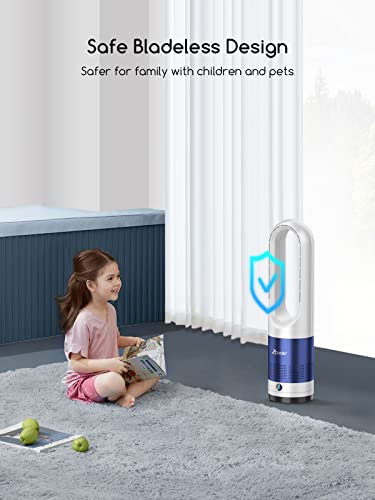 Zicooler Tower Fan For Bedroom, 22 Inch Bladeless Fan With Remote, 80° Oscillating Fan With 8 Speeds, 9H Timer, Quiet Cooling Fan, Standing Floor Fans Powerful For Indoor Home Office Room #TOP1