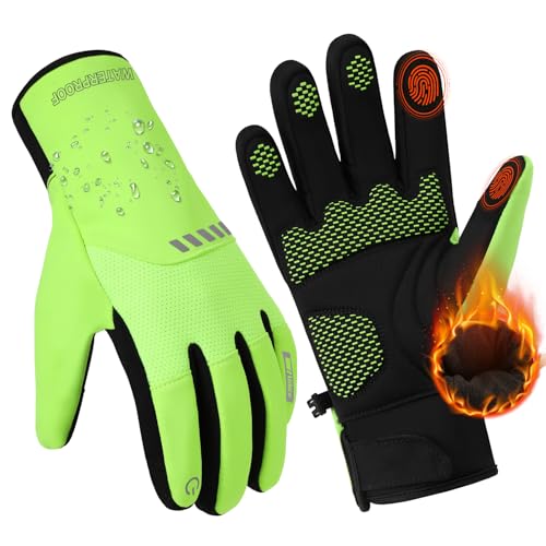 Vilico Gants d'hiver - Tactiles, Chauds, Résistants à l'eau-Noir, Vert L