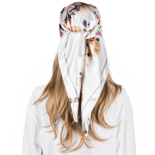 RUI VTRON Women Head Scarf Like Silk Scarf Hair Scarf for sleeping Hair Wrapping 35 Inches Square Scarves C010