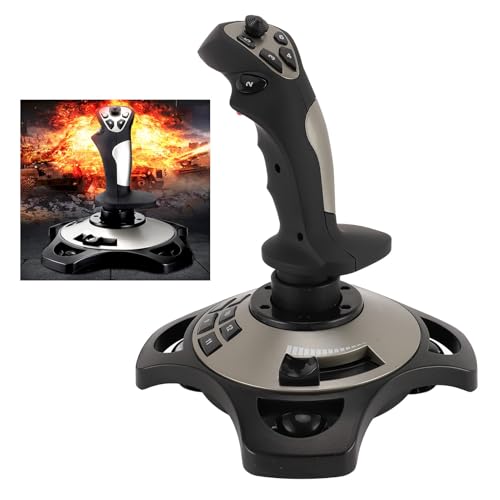 Jectse PC Flight Game Joystick, Wired Flight Stick with Vibration Function for PC Computer Laptop, Compatible with 7 8 10 11, 4 Axes 12 Buttons Acceleration Valve, Easy Plug and Play - Image 5
