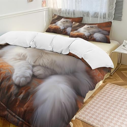 Housse de couette avec taies d'oreiller chat parure lit enfant 220x240 - 3