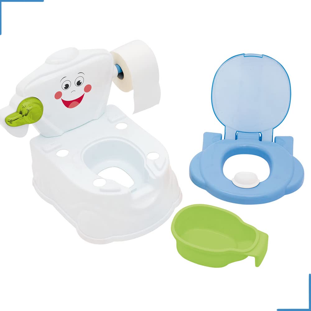Orinal Aprendo ir al baño Blanco de Olmitos- Se puede utilizar como reductor de WC - Con portarollos para el papel y cadena - Vaso interior extraible para facilitar la limpieza… (Blanco)
