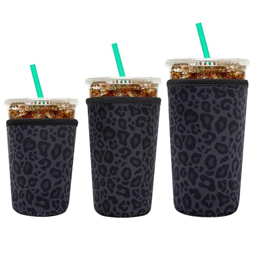 YR Reusable Neoprene Insulator Sleeve for Iced Coffee Cups, 3