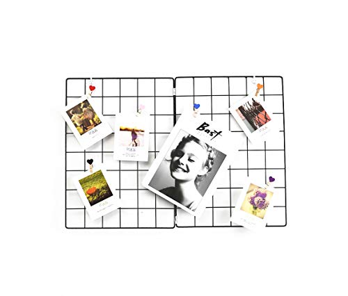 Wall Grid Panel, Grid Wall Photo Display Hanging, Foldable Office Wall Decor Iron Rack, Photograph Wall Mesh Organizer, Ins Art Display Picture Wall Hangers (Pack-1, 25.6 x 17.7 Inches)