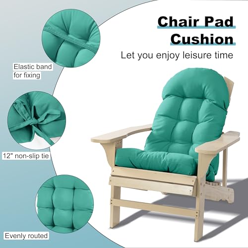 Image of Adirondack Chair Cushion, Rocking Chair Cushion 44x19.4x4 inch, High Back Patio Cushions of Upper and Lower with Ties, Sunscreen and Fade-Resistant (Lake Blue, 1)