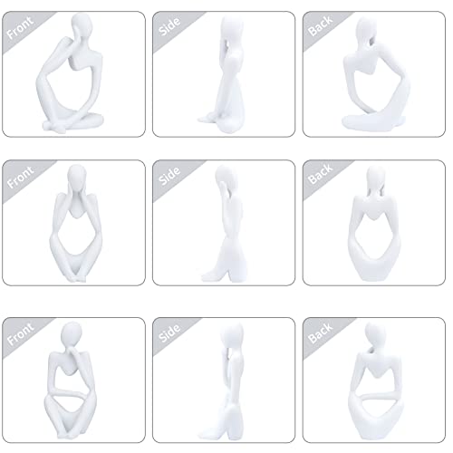 Abstract Sculptures, 3 Pieces Resin Figure Statue, The Thinker Statue, Statues And Sculptures For Home Office Desk Desktop Shelf (White) #TOP3