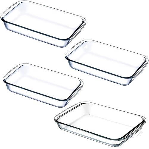 Zestaw naczyń do zapiekanek KADAX z żaroodpornego szkła, 4-częściowy (1L, 1,5L, 2,2L, 3L), żaroodporne szklano-ceramiczne naczynia do pieczenia, gotowania i serwowania, odporne na działanie zmywarki i