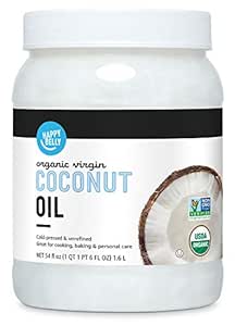 Amazon Brand - Happy Belly Unrefined Organic Virgin Coconut Oil, 54 fl oz (Pack of 1) (Previously Solimo)