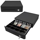 OLYMPIA S 330 Negro | Caja registradora con 8 compartimentos para monedas y 4 compartimentos para billetes | robusta caja registradora de metal | Caja registradora eléctrica con cerradura y conector