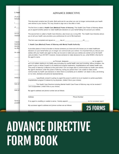Advance Directive Form Book: 25 Ready-to-Use Healthcare Power of Attorney