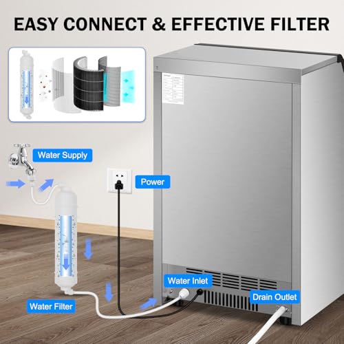 Image of Ice Maker Machine Commercial, 150Lbs /24H with 45Lbs Large Ice Capacity, 55Pcs Clear Ice Cubes Ready in 8-15Mins, Freestanding Large Ice Machine for Restaurant Bar Home Office