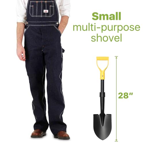 Shovels for Digging, 28" Small Shovels Heavy Duty with D Handle, Pointed Spade Shovel for Camping, Edging, Beach Sand, Metal Garden Shovel with Fiberglass Shaft, Portable Mini Shovel, Yellow Grip