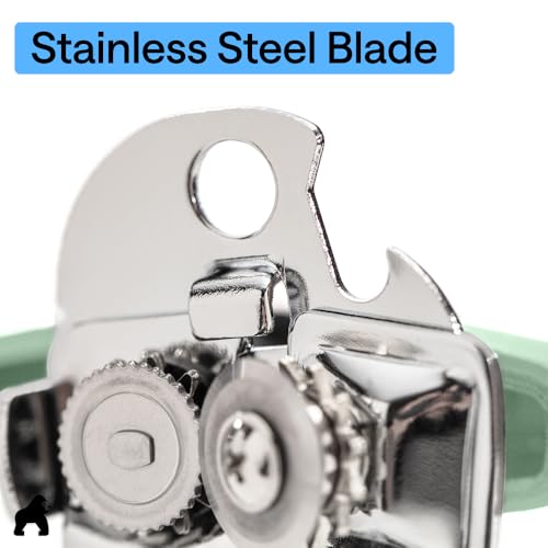 Image of GORILLA GRIP Upgraded Model Stainless Steel Manual Can Opener, Mint | US Designed, Oversized Handheld Turn Knob, Comfortable Handle for Easy Turning, Multifunctional Kitchen Tool, Open Bottles
