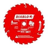 Freud D0724X Diablo 7-1/4-Inch 24 Tooth ATB Carbide Framing Saw Blade with 5/8-Inch and Diamond Knockout Arbor