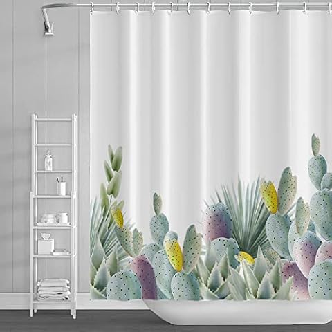 Ttincceer Cactus Shower Curtain Watercolour Design Cover
