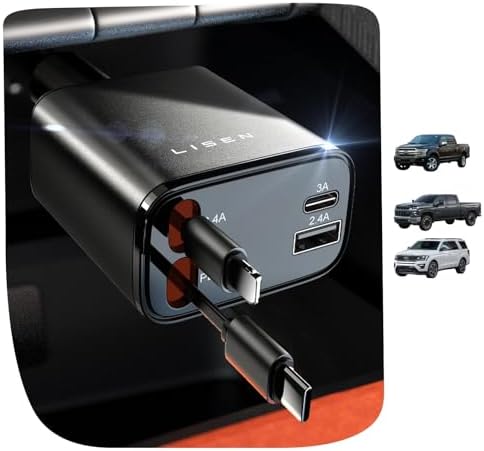LISEN Retractable Car Charger, [2026 Upgrade 50 inch ] Long 4 in ...