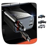 LISEN Long Retractable Car Charger 4 in 1 (47.2in Cable), 69W USB C Car Charger for Truck & Uber Drivers, Truck Accessories Fast Charging for iPhone 17 16 15 14 13 12 11 X Series, Uber Signs for Car