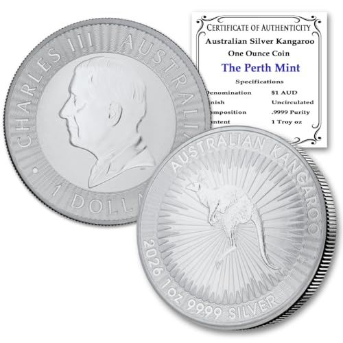 2026 P 1 oz Australian Silver Kangaroo Coin Brilliant Uncirculated with Certificate of Authenticity $1 Seller BU