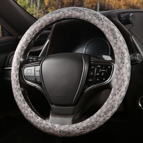 SthExtra Camo Print Steering Wheel Cover with Silicone Inner Ring, Non-Toxic, Odorless Silicone Leather with Non-Fading Pattern for Men Women, Universal 14.5 to 15 Inch (Camo Print)