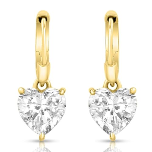 Image of ZAVYA 925 Sterling Silver Cubic Zirconia Solitaire Gold Plating Drop Earrings | | Gift for Women and Girls | With Certificate of Authenticity and 925 Hallmark