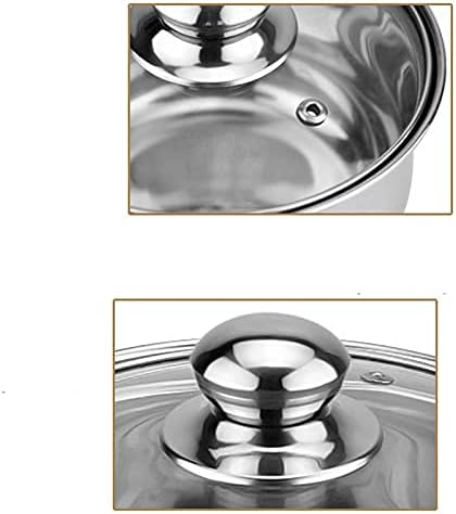 Miniatura 7 de HESND pdg - Sartén de acero inoxidable mini olla pequeña de fideos instantáneos olla de inducción para alimentos olla universal de gas 71in plata