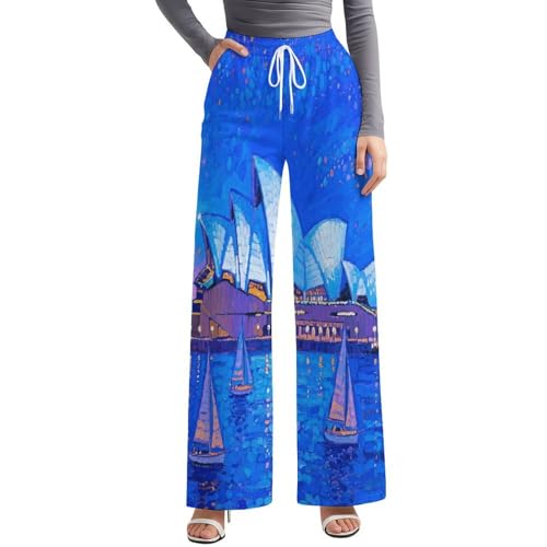 Sydney Opera House Blue Night Women's Wide Leg Pants