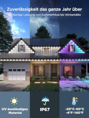 Govee Permanent Outdoor Lights 2, 30m RGBIC mit 72 LED Lichtern 40lm, IP67 – Ansicht 5